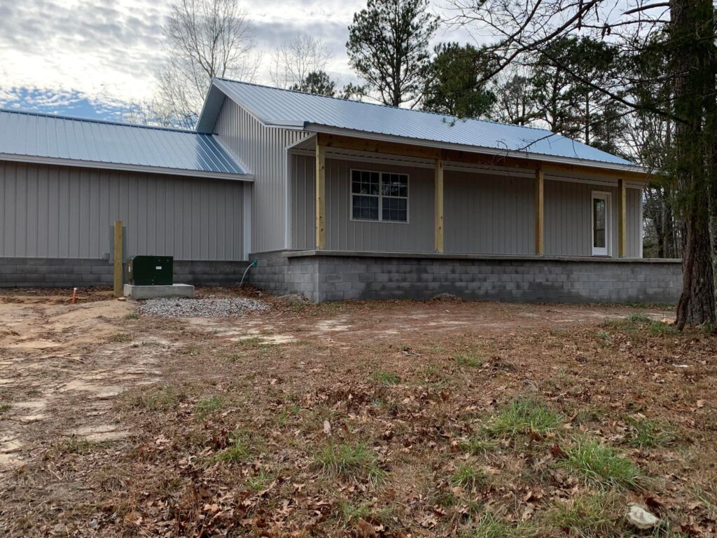 blue metal roof on metal building home