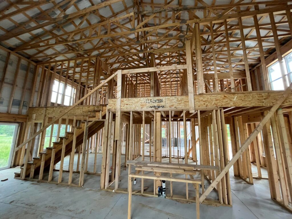 indoor frame of house with wood