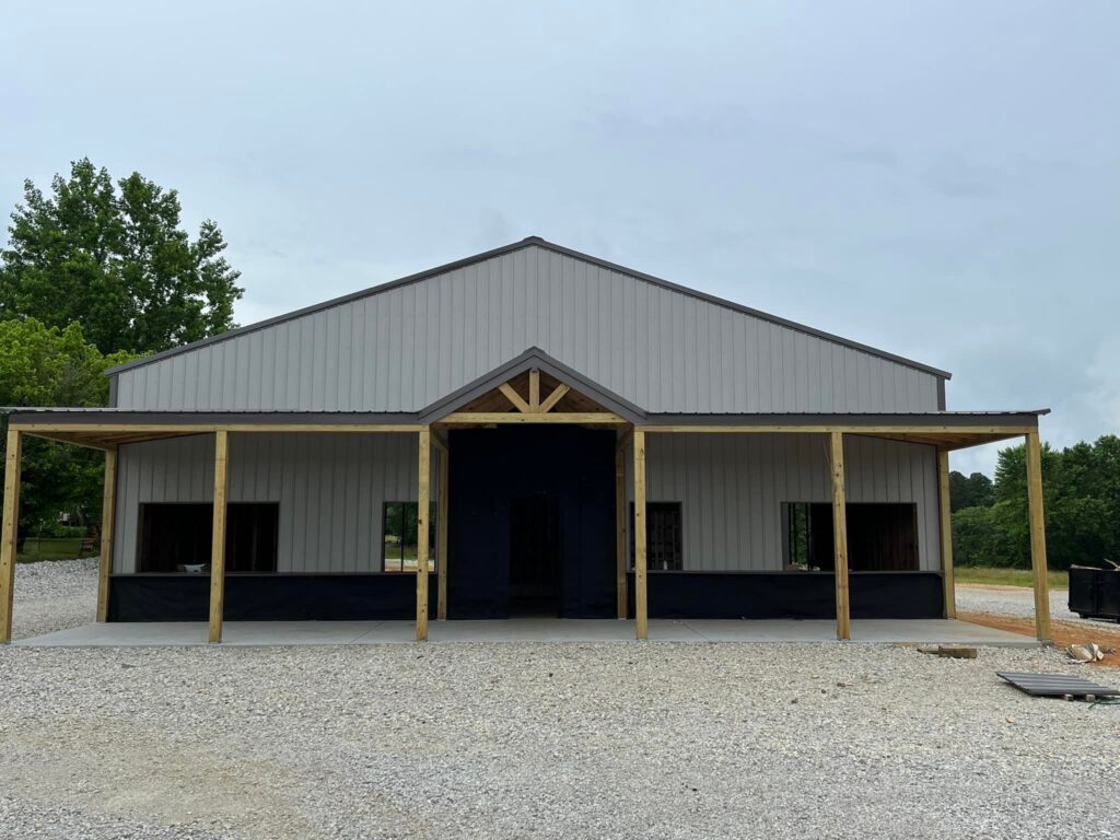 gray and black business or home metal building