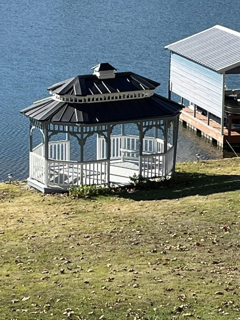 black metal roof on pergola