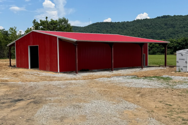 red iron steel barn