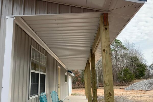 front porch on metal home