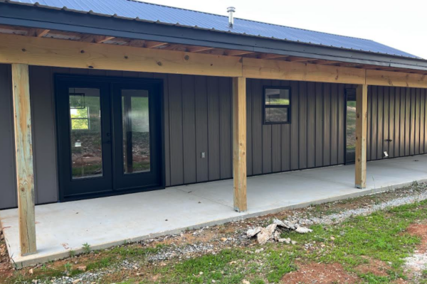 spacious back porch on home